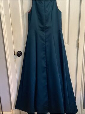 Betsy & Adam Teal Maxi Evening Gown